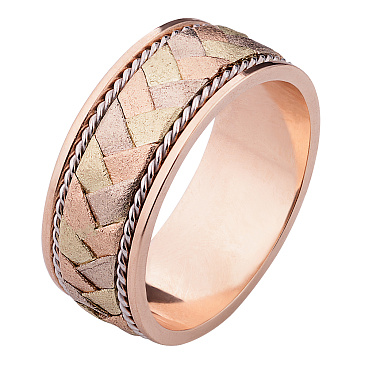 Обручальное кольцо с косичкой из трех видов золота 790-000-200