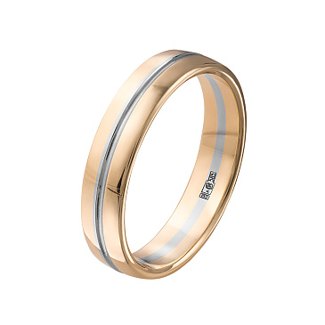 Обручальное кольцо из желтого и белого золота шириной 5 мм 460-000-879