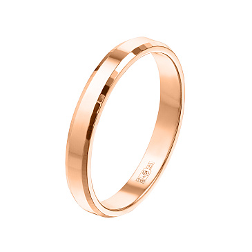 Обручальное кольцо из красного золота с алмазной гранью шириной 3 мм 200-000-354