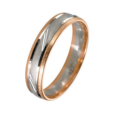 Обручальное кольцо из красного и белого золота с узором 450-000-823