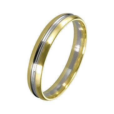 Обручальное кольцо из желтого и белого золота шириной 4 мм 460-000-748