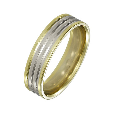 Обручальное кольцо из белого и желтого золота шириной 5 мм 460-000-399