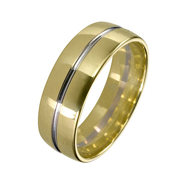 Обручальное кольцо широкое из желтого и белого золота 460-000-978