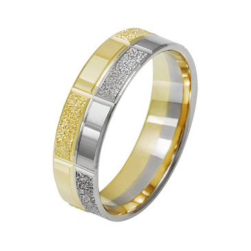 Обручальное кольцо из белого и желтого золота с гранями 440-000-427