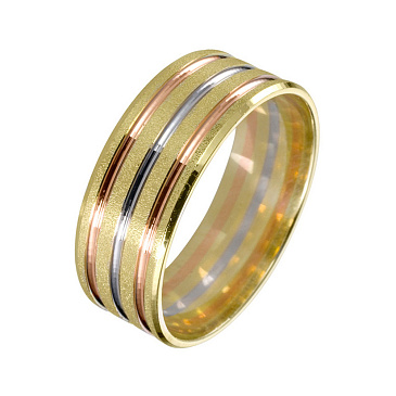 Обручальное кольцо из трех видов золота широкое 490-000-456