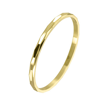 Обручальное кольцо узкое из желтого золота с алмазной гранью 220-000-504