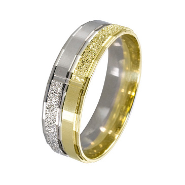Обручальное кольцо из белого и желтого золота с гранями 440-000-428