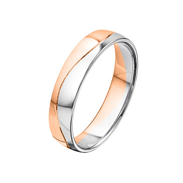 Обручальное кольцо из красного и белого золота волнами 530-000-788