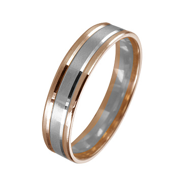Обручальное кольцо из красного и белого золота матированное 5 мм 450-000-990