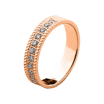 Обручальное кольцо фактурное с бриллиантами 702-150-232