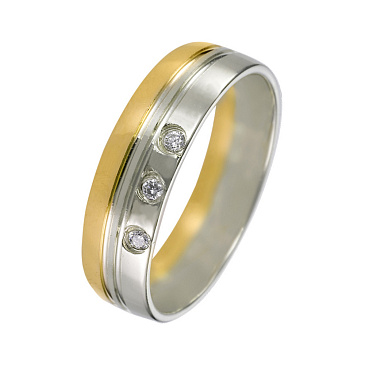 Обручальное кольцо двухсплавное с бриллиантами 442-030-304