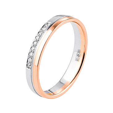 Обручальное кольцо из красного и белого золота с бриллиантами 432-170-318