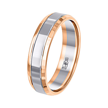 Обручальное кольцо двухсплавное из красного и белого золота 450-000-415