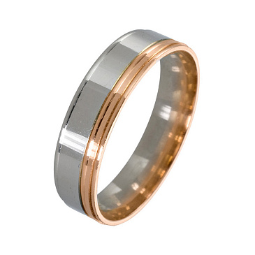 Обручальное кольцо из белого и красного золота шириной 6 мм 430-000-423