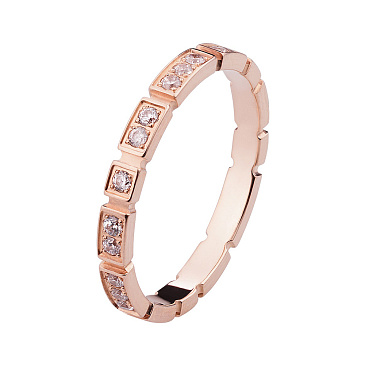 Обручальное кольцо из красного золота с бриллиантами и гранями 702-250-224