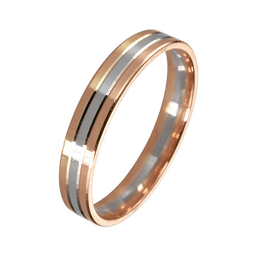 Обручальное кольцо из красного и белого золота шириной 4 мм 450-000-903