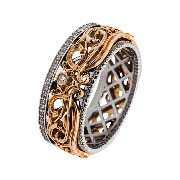 Эксклюзивное ажурное кольцо с бриллиантами 911478Б