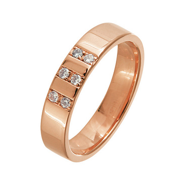 Обручальное кольцо из красного золота с бриллиантами 202-060-327
