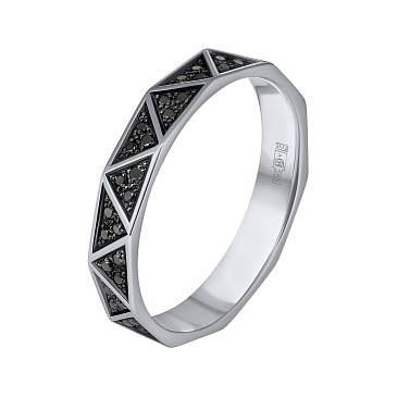 Обручальное кольцо из белого золота с черными бриллиантами 921882ЧБ