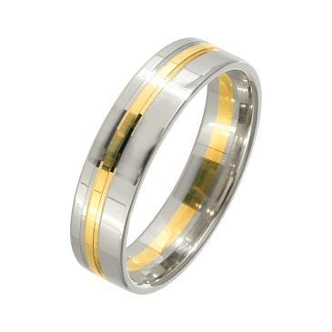Обручальное кольцо двухсплавное из белого и желтого золота 470-000-319
