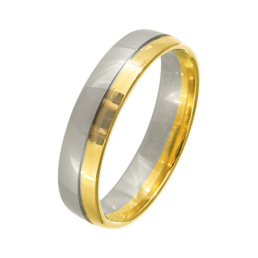 Обручальное кольцо из белого и желтого золота шириной 5 мм 440-000-307