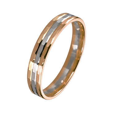Обручальное кольцо из красного и белого золота с гранями 450-000-912