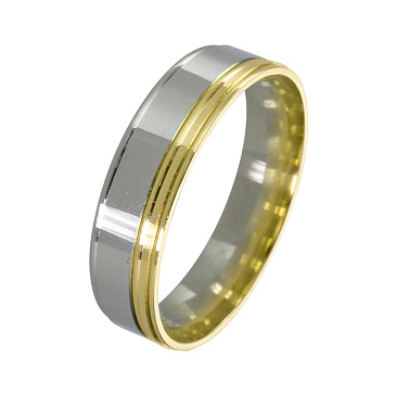 Обручальное кольцо из белого и желтого золота шириной 6 мм 440-000-423