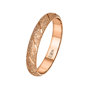 Обручальное кольцо из красного золота с гранями и матированием 200-000-734