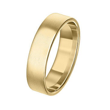 Обручальное кольцо 5 мм прямое матовое из желтого золота 220-000-356