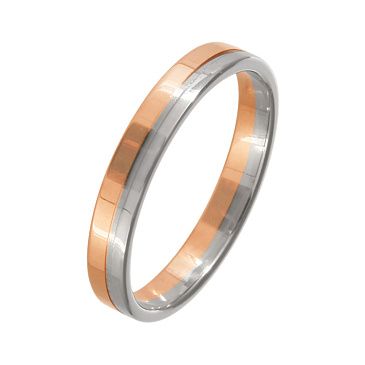 Обручальное кольцо из красного и белого золота узкое 430-000-332