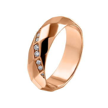 Обручальное кольцо из красного золота с бриллиантами 911669Б
