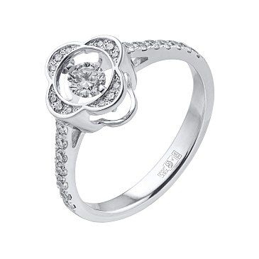 Помолвочное кольцо с танцующими бриллиантами в виде цветка 921718Б