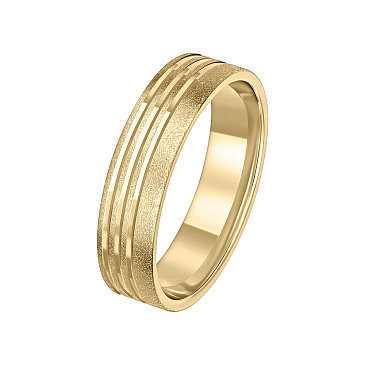 Обручальное кольцо из желтого золота с гранями и матированием 220-000-510