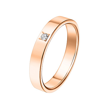 Обручальное кольцо из красного золота с бриллиантом 202-010-308