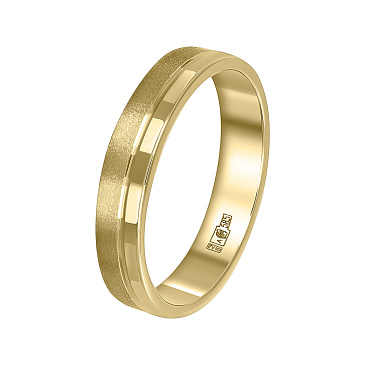 Обручальное кольцо из желтого золота с матовой и глянцевой частями 220-000-395
