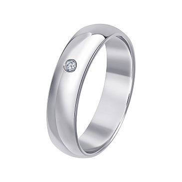 Обручальное кольцо из белого золота с бриллиантом 112-010-550