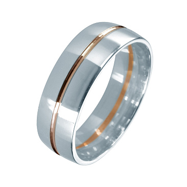 Обручальное кольцо из белого и красного золота широкое 480-000-978