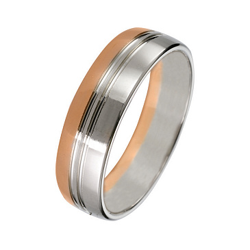 Обручальное кольцо двухсплавное из белого и красного золота 430-000-304