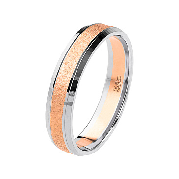 Обручальное кольцо из белого и красного золота с матовой серединой 480-000-883