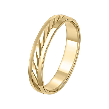 Обручальное кольцо из желтого золота с алмазной гранью 220-000-611