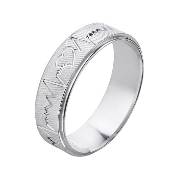Обручальное кольцо из белого золота с кардиограммой 510-000-180