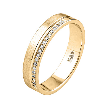 Обручальное кольцо из желтого золота с бриллиантом 222-190-395