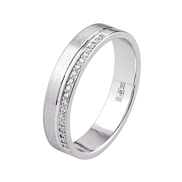 Обручальное кольцо из белого золота с бриллиантами 212-190-395