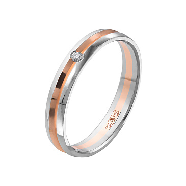 Обручальное кольцо двухсплавное с бриллиантами 482-010-336